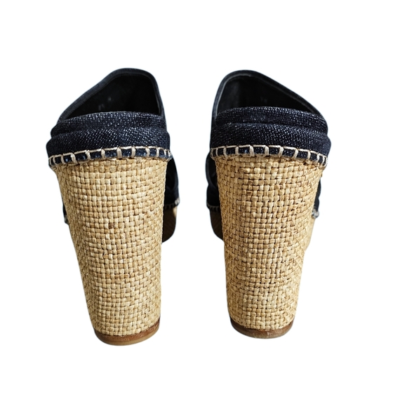 Stuart Weitzman Ponte Denim Wedge Slide Sandal in Navy Size 8.5 NWOB - Picture 3 of 9